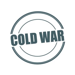 Cold war Grey stamp text on circle on white background