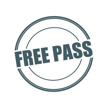 Free Pass Stamp Text On Circle On White Background