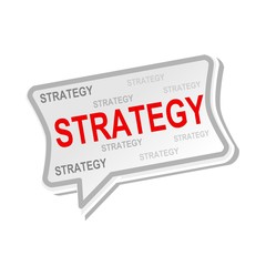 STRATEGY multicolored word on gray Speech bubbles