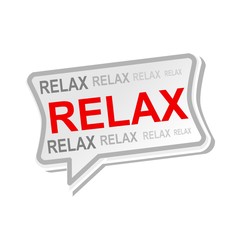 RELAX multicolored word on gray Speech bubbles