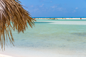 Fototapeta na wymiar Beach Umbrella on exotic beach