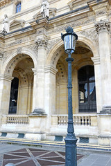 Architecture with columns and light post, Paris, France