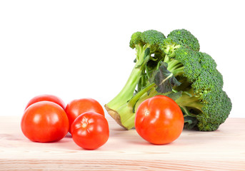 broccoli and tomatoes isolated