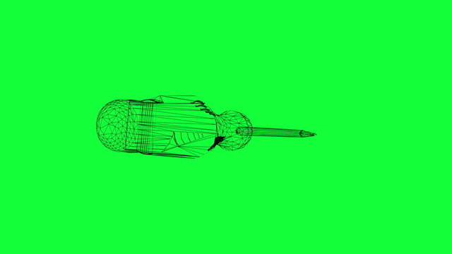 rotation of wireframe screwdriver  made in 3d software