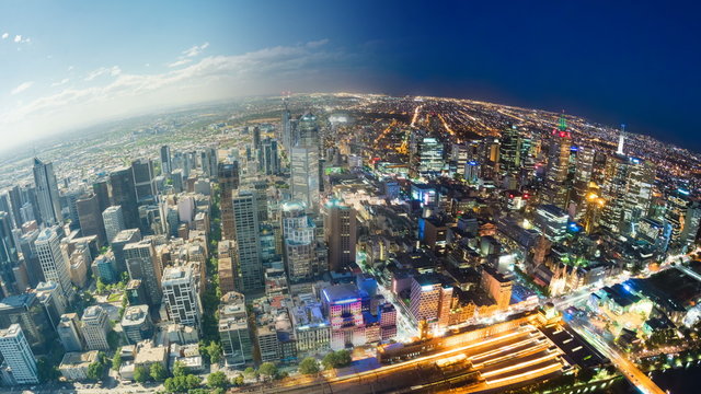 4k timelapse video of Melbourne, day and night side by side