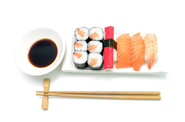 salmon and surimi sushi