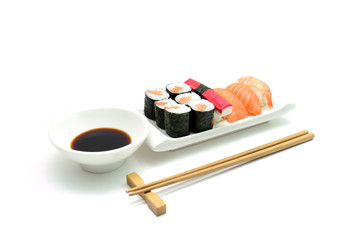 salmon and surimi sushi