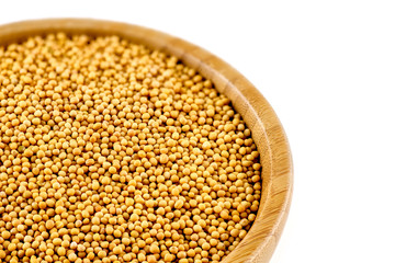 Macro of yellow mustard seeds