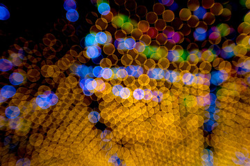 abstract background blue bokeh circles for Christmas background.