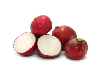 Small garden radish isolated on white background