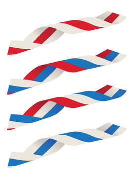 Abstract blue white red ribbon flag
