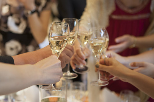 Women are toast with champagne