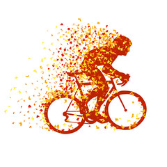 Fototapeta na wymiar silhouette of a cyclist racing