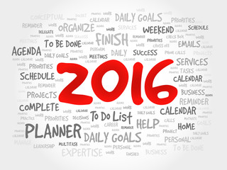 2016 TO DO LIST word cloud, business concept background