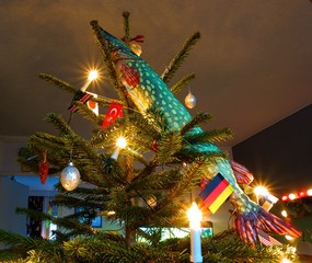Fishing style Christmas tree decoration in Finland (Northern Pike)