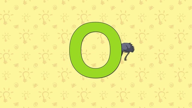 Ostrich. English ZOO Alphabet - letter O
Страус  и буква  O  английского алфавита.