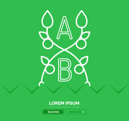 Abstract geometric linear hipster floral icon, frame design, flat style. Banner