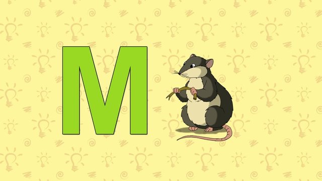 Mouse. English ZOO Alphabet - letter M
Мышь  и буква  M  английского алфавита.