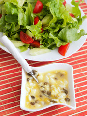 Green salad with egg dressing