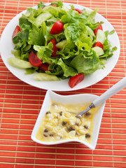 Green salad with egg dressing