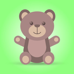 Happy brown teddy bear in vector