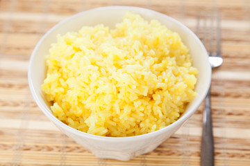 Rice cooked with kurkuma