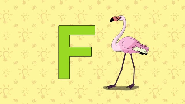 Flamingo. English ZOO Alphabet - letter F
Фламинго и буква F английского алфавита.