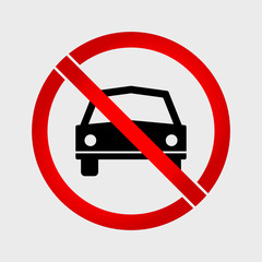 No Car or No Parking prohibition sign