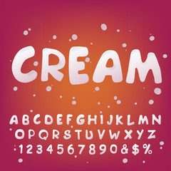 Vector numbers and symbols made of cream. Additional set for the cream font style.