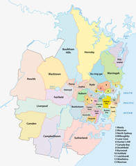 Fototapeta premium sydney metropolitan administrative map