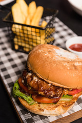 beef burger with potato french fried