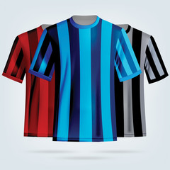 Color soccer T-shirts template. Football team equipment
