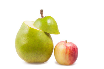 pear and apple on a white background isolated