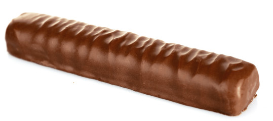Tasty chocolate bar isolated on white background