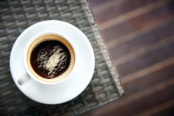 Cup of tasty coffee in cafe
