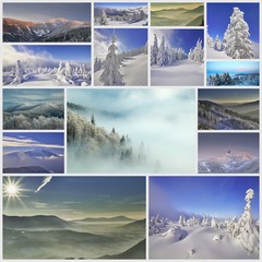 Collage winter mountains