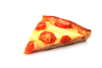 Slice of Margherita pizza, isolated on white