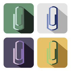 Vector icon. Set of colorful icons of clips, isolated on the white background