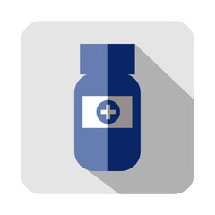 Vector square icon of medical vial, isolated on the white background