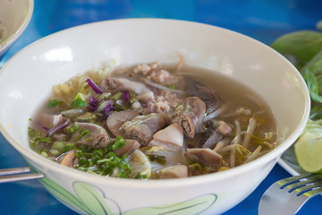 Blood boiled pork and chitterlings pork for served with bean spr