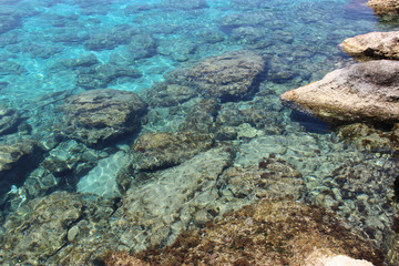 Naklejka na ściany i meble Stones at the bottom of the Mediterranean Sea