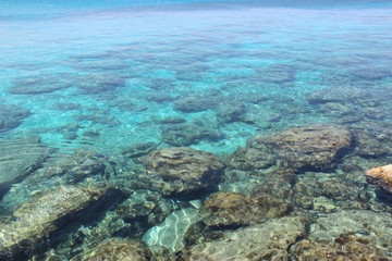 Fototapeta na wymiar Stones at the bottom of the Mediterranean Sea