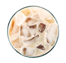 Cup of ice coffee, isolated on white