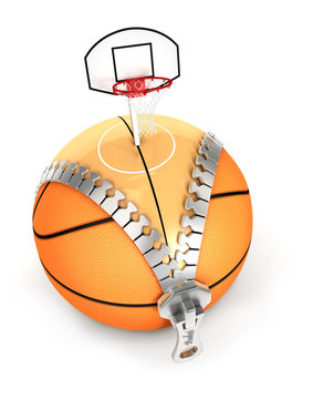 3d unzip basket ball concept