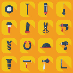 Flat concept, set modern design with shadow construction