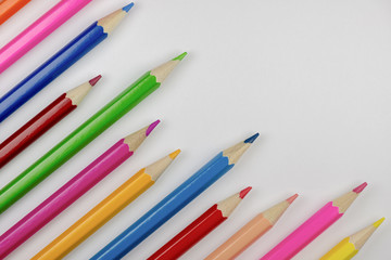 Abstract composition of a set wooden colour pencils.