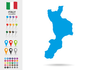 Map of Calabria in Italy