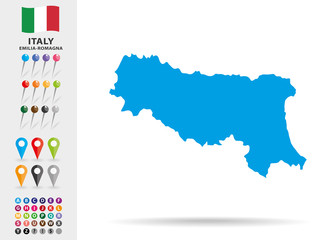 Map of Emilia Romagna in Italy