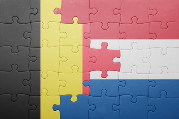 puzzle with the national flag of netherlands and belgium