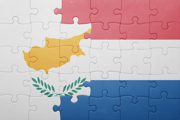 puzzle with the national flag of netherlands and cyprus
